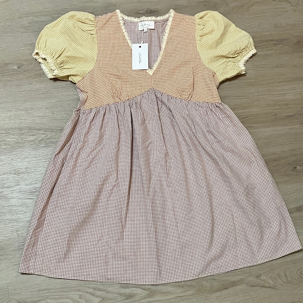 Gingham Colorblock Dress